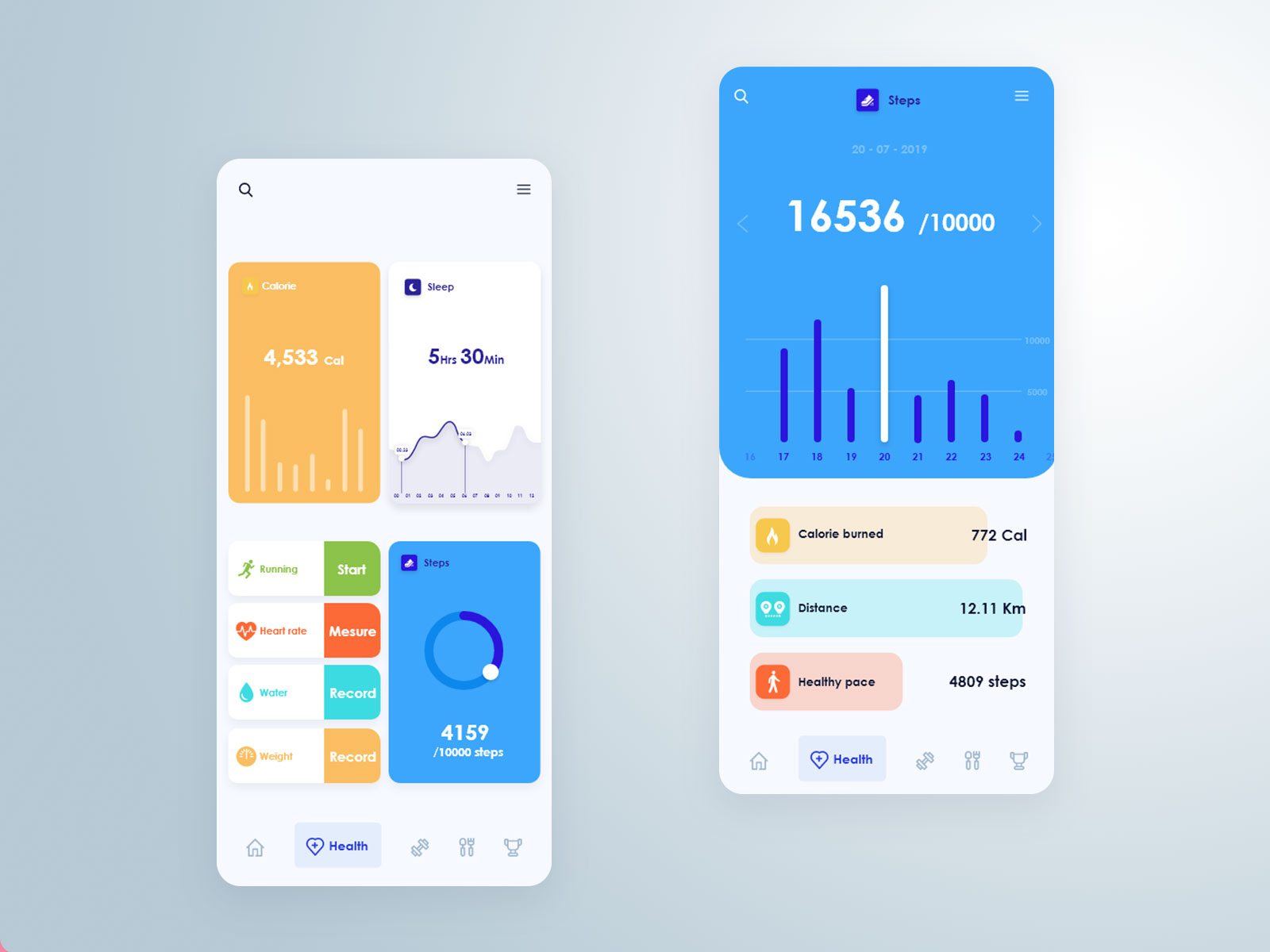 OwnGym App Health Dashboard by Ismail Souirdi on Dribbble