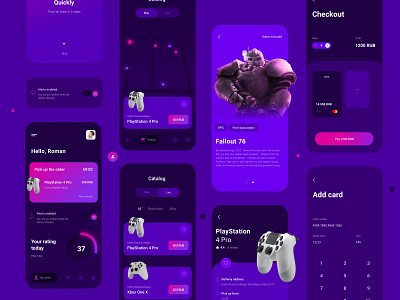 App for rental consoles app cyberpank design games playstation rental ui ux uxui