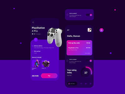 Rental consoles app dashboard design games playstation ui ux