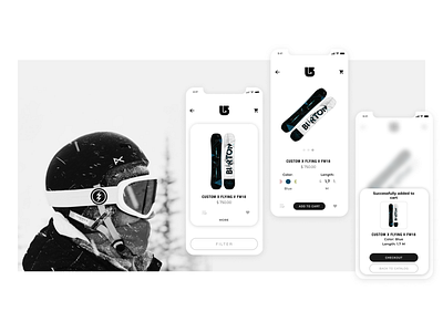 Snowboard shop app app design ux web