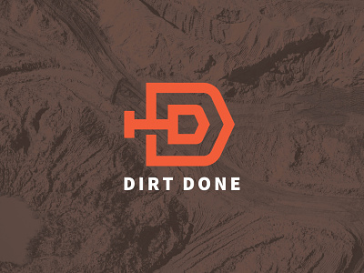 Dirt Done Logo badge construction done double d flatdesign icon lockup logistics monoline shovel single line symbol