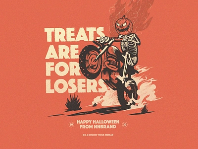 Halloween 2020 dirtbike dribbbleweeklywarmup fire halloween illustration jackolantern lockup moto motorcyle pumpkin skeleton skull spooky texture treats