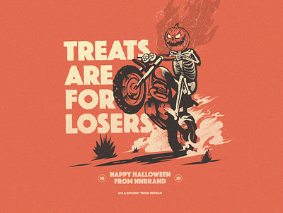 Halloween 2020 dirtbike dribbbleweeklywarmup fire halloween illustration jackolantern lockup moto motorcyle pumpkin skeleton skull spooky texture treats