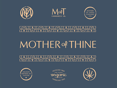 Mother of Thine Identity Kit cannabis branding flower icons identity logos monogram organic packaging pattern script stamp stencil symbols typography weed