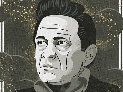 Out among the stars album cash celebrity character design country music digital gold illustration johnny cash nashville painting portrait stars tennessee texture