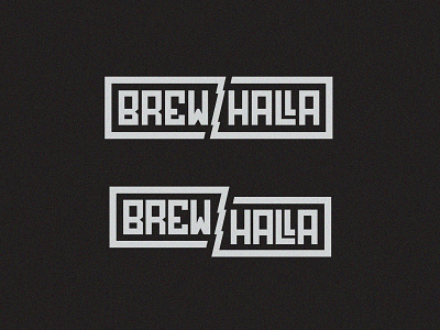 Brewhalla Logo Horizontal box brew brewery custom font custom type frame lightning logo monowidth stamp