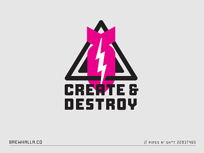 Create & Destroy badge bomb create crest danger destory icon industrial lightning bolt lockup logo symbol warning