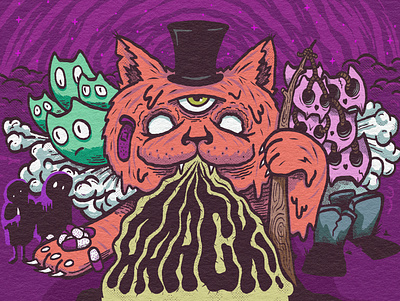 March of the Kitty cat dead drugs ghost grave hairball illustration kitty marching puke skull vomit zombie