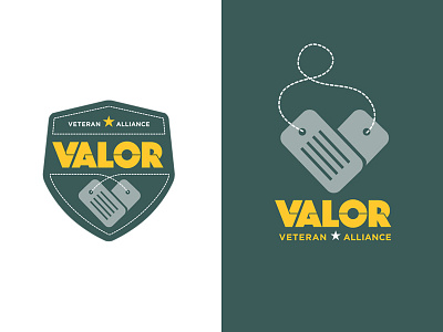Valor alliance army badge brave crest custom type dog tags heart lockup logo military mission star symbol v vet veteran