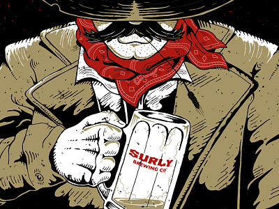 Surly Cowboy beer cowboy handkerchief illustration mug mustache north dakota surly
