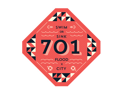 701 Sticker Series anchor badge fargo flood geometic midwest north dakota sink sticker swim water