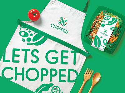 Chopped bar brand branding chop fork identity leaf logo packaging salad tomato