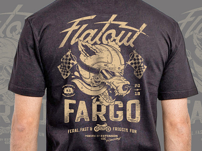 Flatout Fargo bike dakota fargo feral flag illustration moto north shirt type vintage wolf