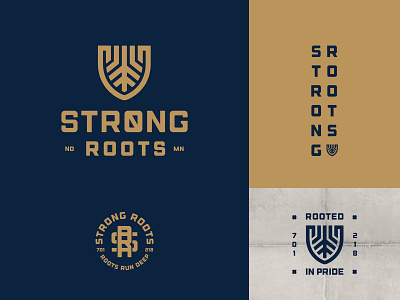 Strong Roots badge branding crest crossfit gym icon logo norse roots shield strong