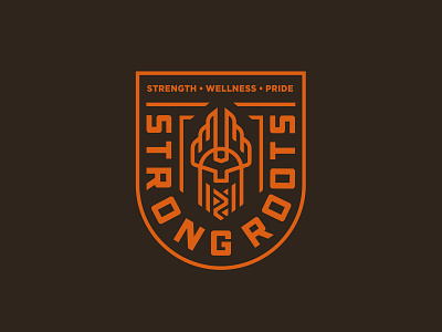 Strong Roots badge beard crest crossfit gym helmet logo norse odin pride roots strength strong viking wellness wings