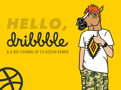 Hello, Dribbble! camo debut first first shot hello hello dribbble horse illustration thank you thumbs up vector