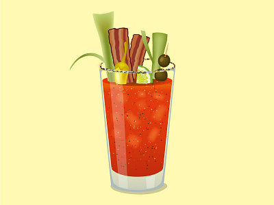 Fully Loaded Bloody Mary bloody mary cocktail drink garnish glass illustration tasty tomato vector