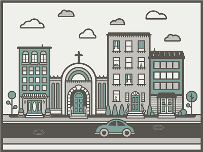 Flat City buildings city flat illustration simple street town vacant vector