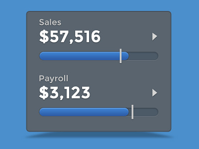 Dashboard Widget bar blue dashboard gradient grey metrics numbers payroll progress sales widget