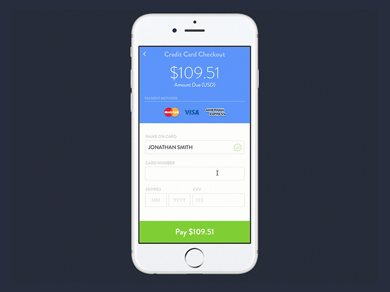 DailyFramer: Day 002 - Credit Card Form animated credit card form framer framerjs gif ios mobile online payment payment