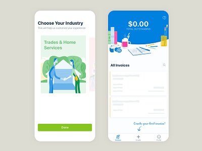Invoice Creator - Onboarding app store dashboard empty state illustration invoice ios mobile app onboarding small business
