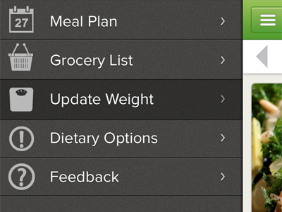 Venio Health - Navigation design graphic health ios iphone meal navigation ui ux