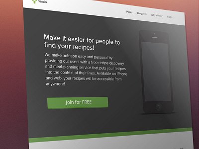 Landing Page green healthy iphone landing minimal mockup page recipe web