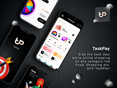 TaskPay App Design adobe photoshop adobe xd affiliate app android app design app app design cashback app design logo reward app shopping app spin and win ui ux design voucher app