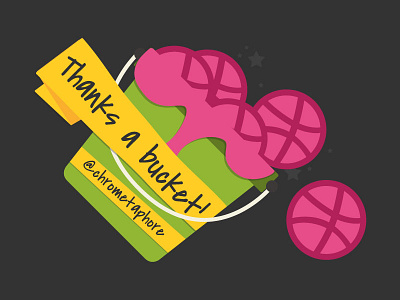 Thanks a Bucket! dribbble hello illustration shot