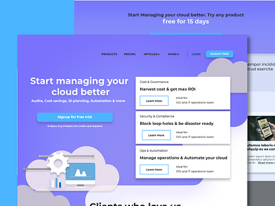 Cloud Based Service Website Design cloud saas server web website
