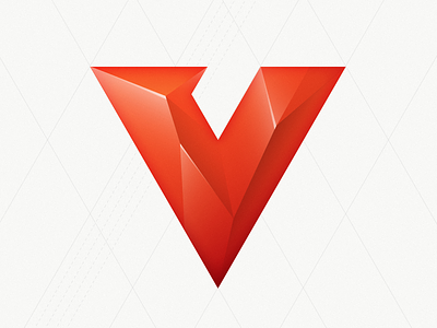 Abandoned concept geometric glossy logo red sharp type v vivaldi