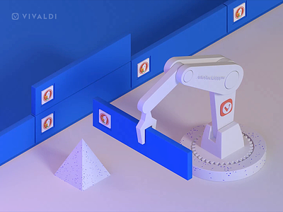 Automatic Tab Stacking Machine 3d animation blue browser c4d cinema4d gif illustration loop robot robotics vivaldi white
