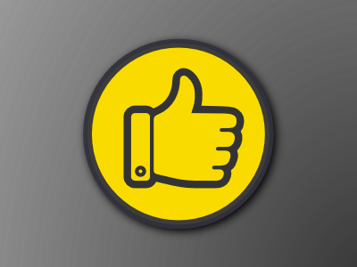 Badged badge circle thumbs up yellow