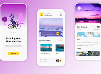 Journey App UI Design app colors design geotags home screen illustration inspiration journey app onboarding redesign simple ui travelling app ui