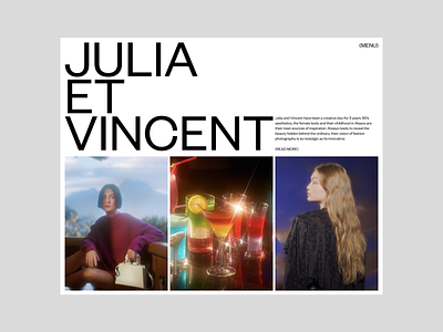 Julia Et Vincent, Portfolio concept art art direction concept concepts design editorial magazine photography portfolio site typography ui ux website