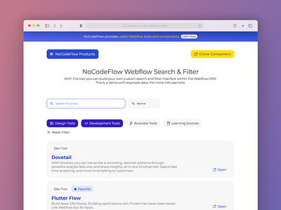 Cloneable Webflow Filter and Search Component – No Code Flow cards chips cloneable component filter filter list search sort tags ux webflow