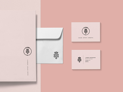 KARMR Stationary brand branding business cards design endless knot envelope illustrator karma logo mockups stationary