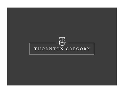 Thornton Gregory boxed branding grey illustrator initials lettermark logo recruitment tg white