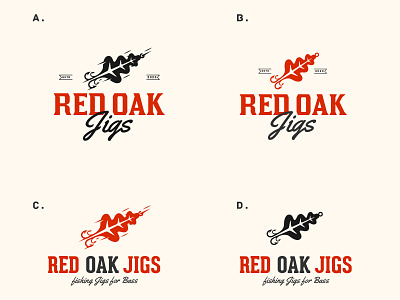 Red Oak Jigs fishing fishing logo jigs leaf logo oak oak leaf