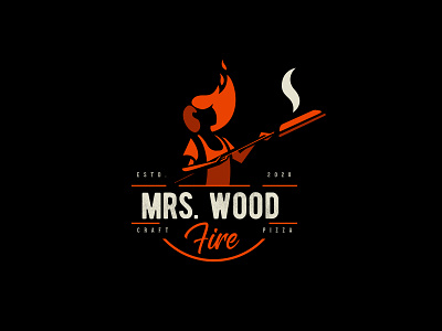 Mrs Wood Fire fire logo hair logo logodesign pizza pizza logo women logo