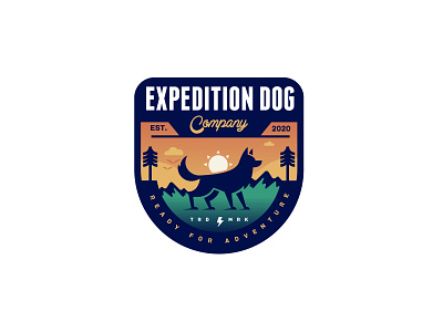 Expedition Dog badge design badge logo dog logo mountain logo tree logo