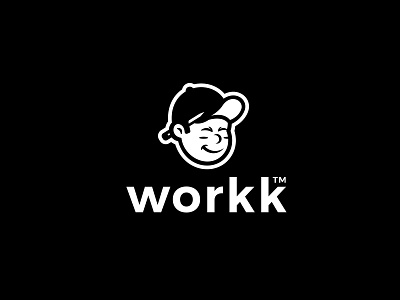 workk boy logo cap logo cartoon face logo human logo pencil logo smile logo