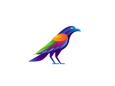 Rainbow Crow bird logo brid colors crow crow logo rainbow