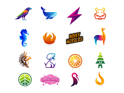 Gradients alpaca logo hippo logo bird logo crow logo dog logo leaflogo lightning logo penguin logo seahorse logo tree logo whale logo