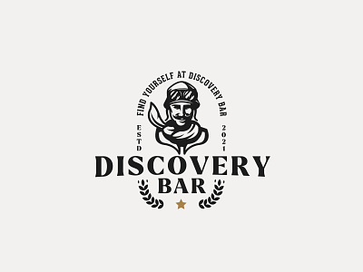 Discovery Bar bar logo beer logo flying logo pilot logo