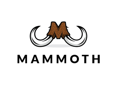 Mammoth fur letter m logo mammoth tusk