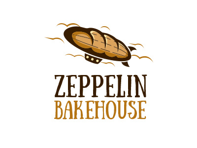 Zeppelin Bakehouse bake bread flying house logo zeppelin