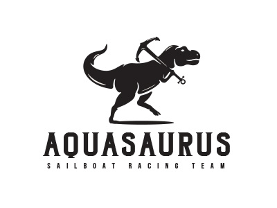 Aquasaurus anchor animal boat dinosaur logo t rex water