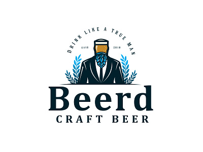 Beerd beard beer glass hop logo logo design man