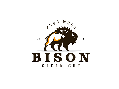 Bison Clean Cut animal bison chainsaw logo logo design saw
